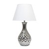 Elegant Designs Ceramic Table Lamp with Metallic Silver Base and White Fabric Shade LT2041-MSV